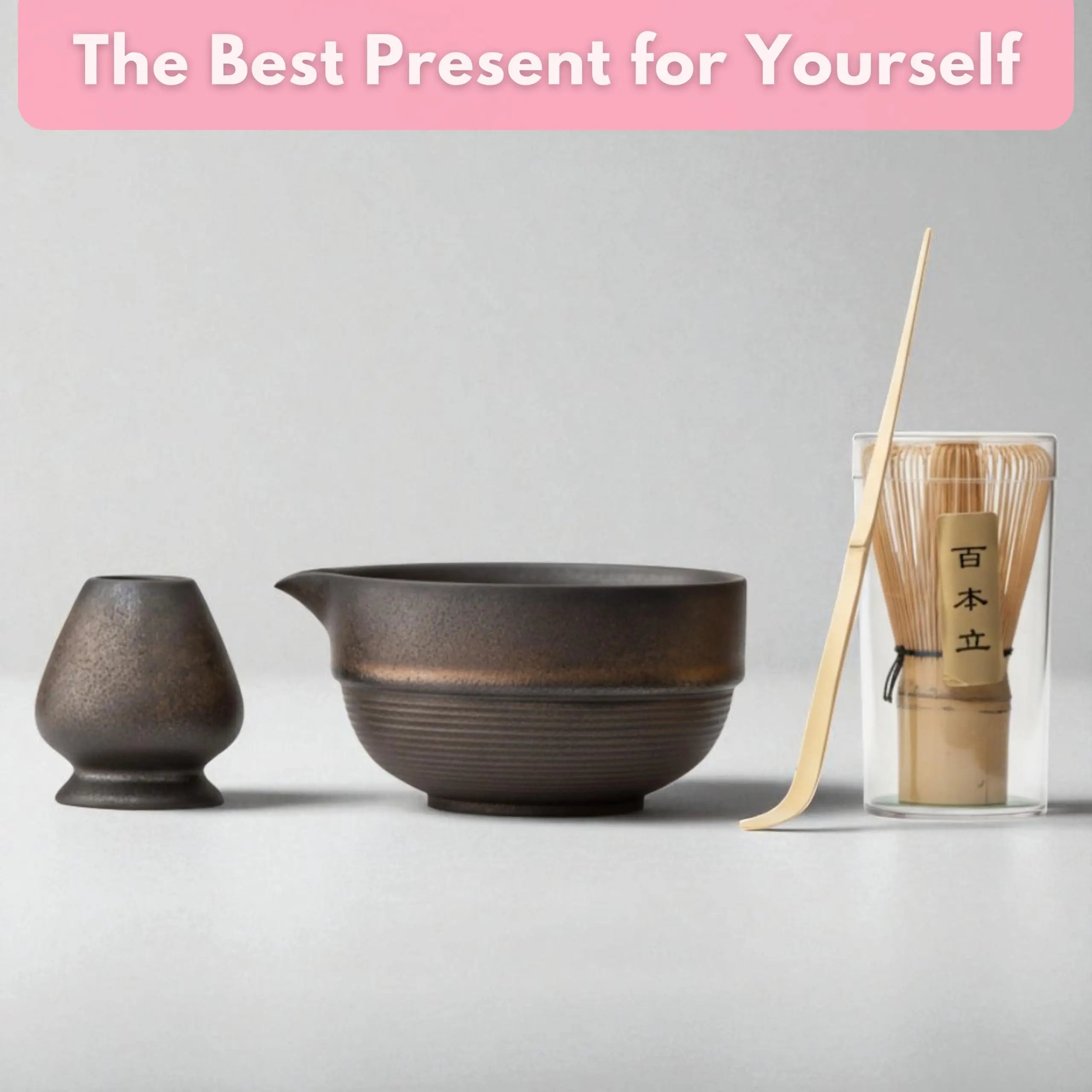 Atellya Brown Perth Matcha Set – Bowl, Whisk, Scoop & Stand Set 280ml Atellya