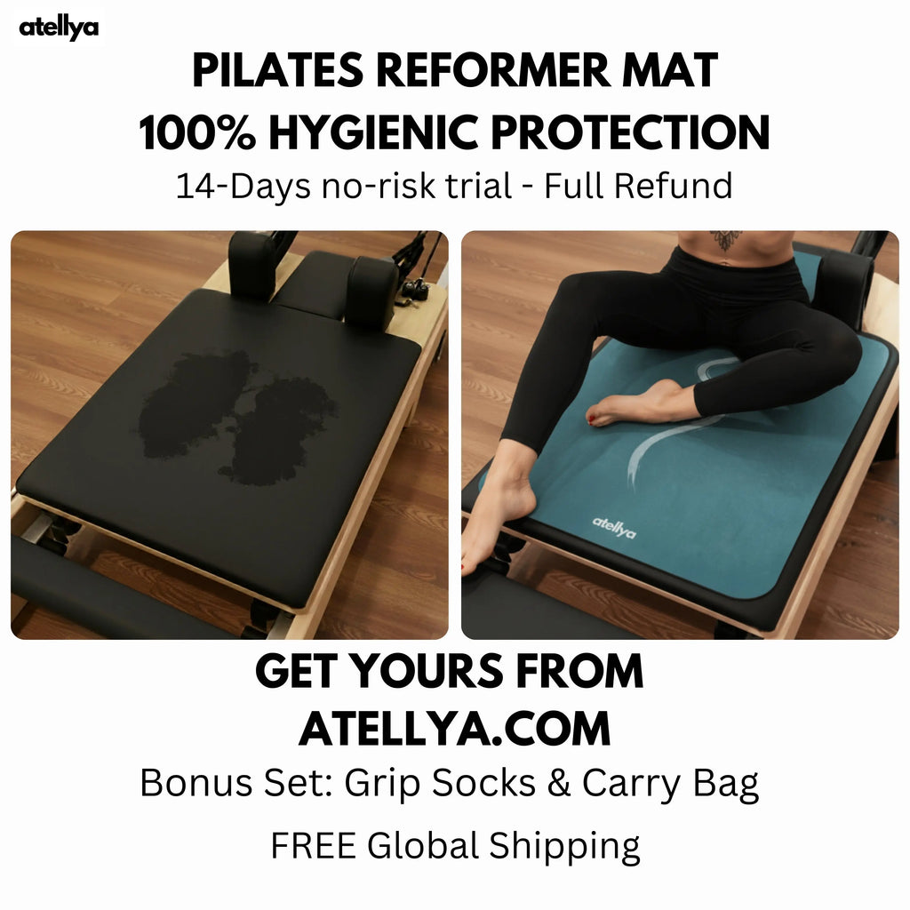 Atellya Florida S Green Pilates Reformer Mat Set – Non-Slip Pilates Mat + Grip Socks with Carry Bag Atellya