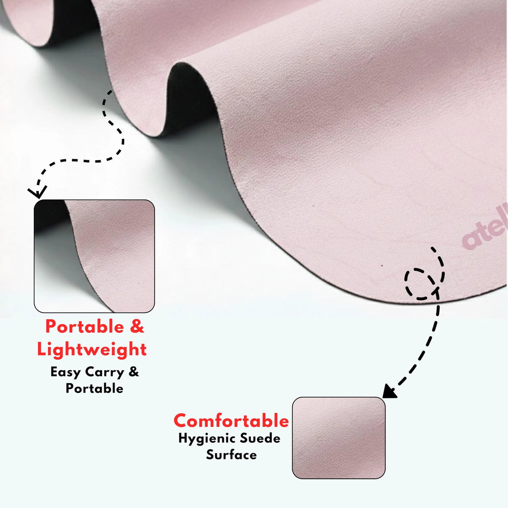 Atellya Sydney Pink Pilates Reformer Mat Set – Non-Slip Pilates Mat + Grip Socks with Carry Bag Atellya