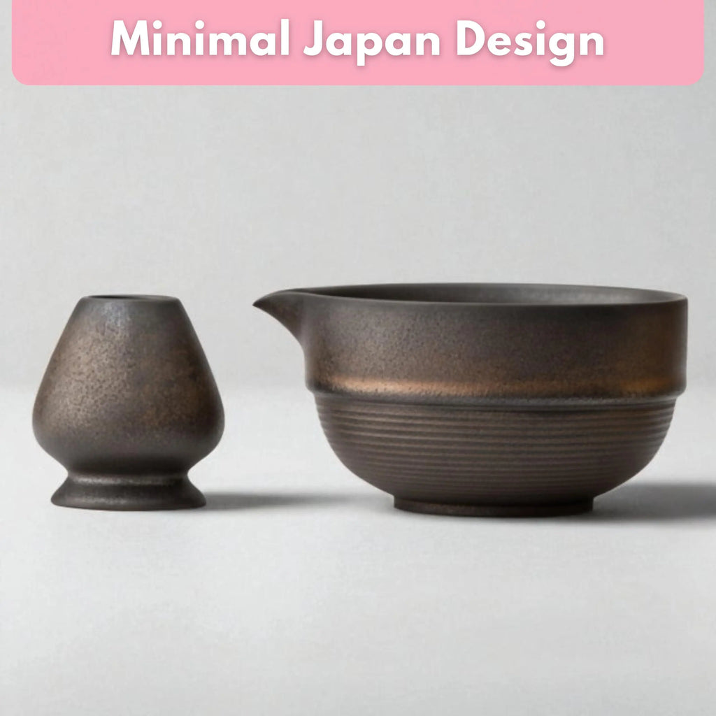 Atellya Brown Perth Matcha Set – Bowl, Whisk, Scoop & Stand Set 280ml Atellya