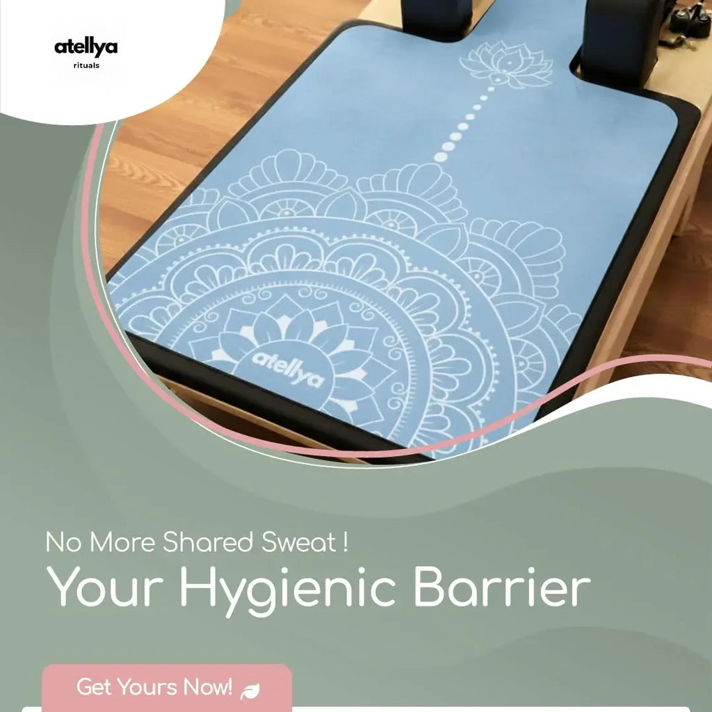 Atellya Melbourne Blue Pilates Reformer Mat Set – Non-Slip Pilates Mat + Grip Socks with Carry Bag Atellya