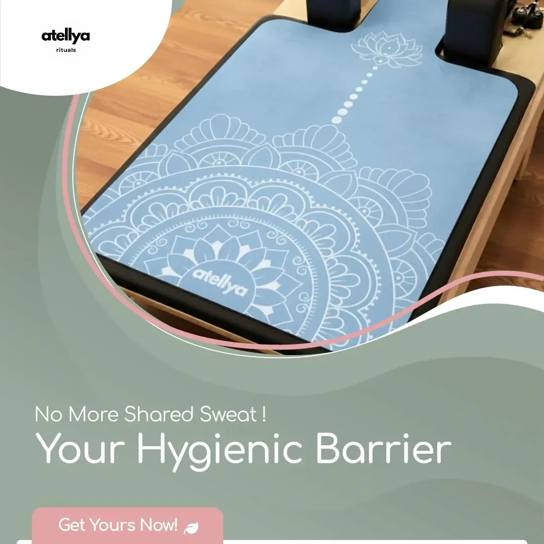 Atellya Melbourne Blue Pilates Reformer Mat Set – Non-Slip Pilates Mat + Grip Socks with Carry Bag Atellya