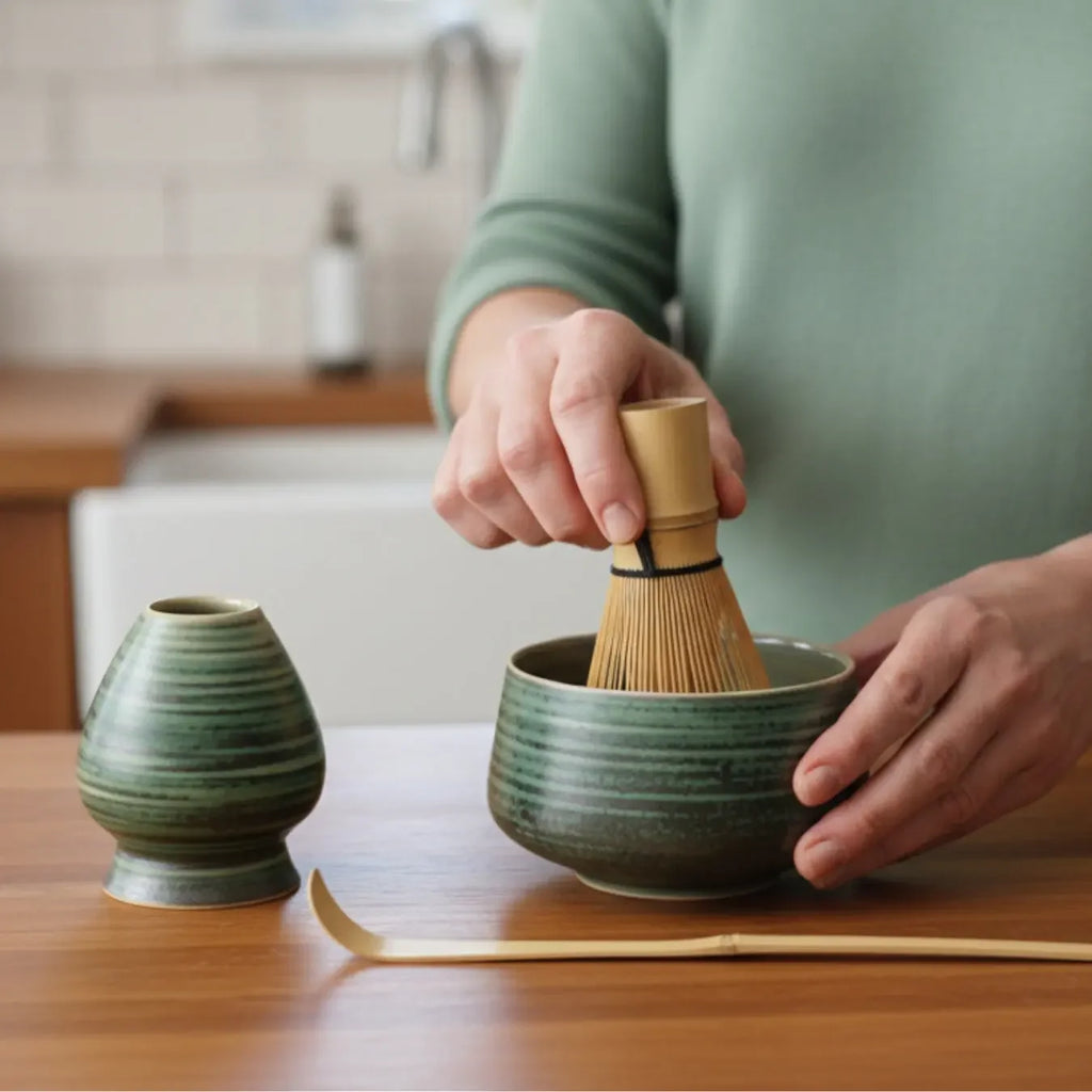 Atellya Adelaide Green Matcha Ceremony Kit – Bowl, Whisk, Scoop & Stand Set 280ml Atellya