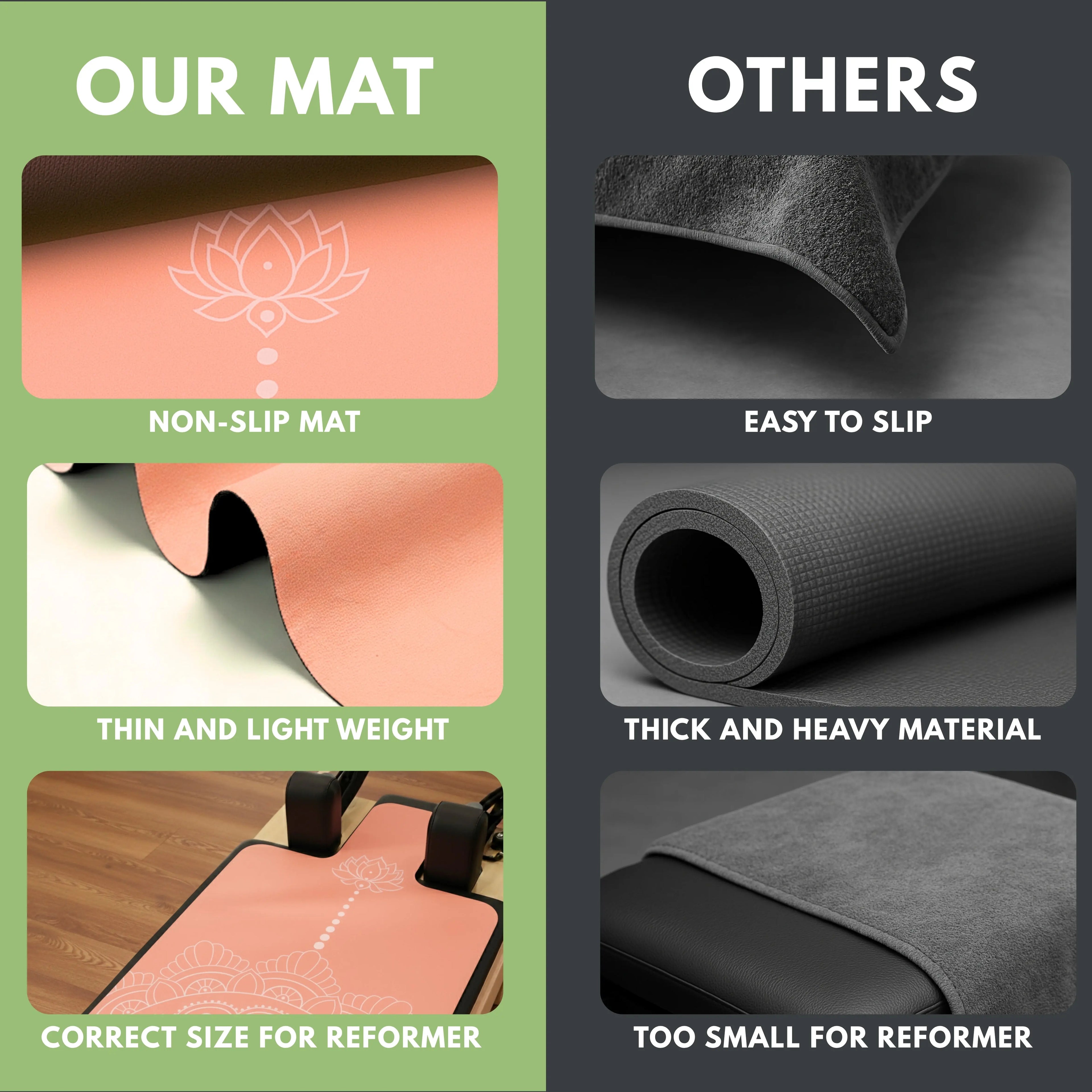 Atellya California Coral Pilates Reformer Mat Set – Non-Slip Pilates Mat + Grip Socks with Carry Bag Atellya