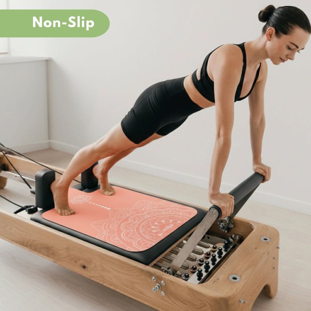 Atellya California Coral Pilates Reformer Mat Set – Non-Slip Pilates Mat + Grip Socks with Carry Bag Atellya
