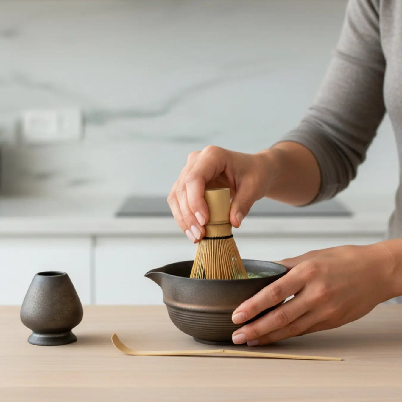 Atellya Brown Perth Matcha Set – Bowl, Whisk, Scoop & Stand Set 280ml Atellya