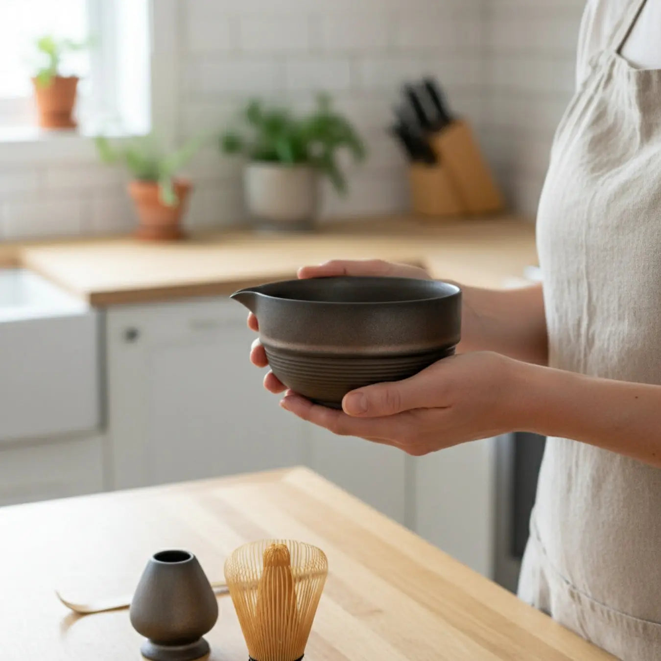 Atellya Brown Perth Matcha Set – Bowl, Whisk, Scoop & Stand Set 280ml Atellya