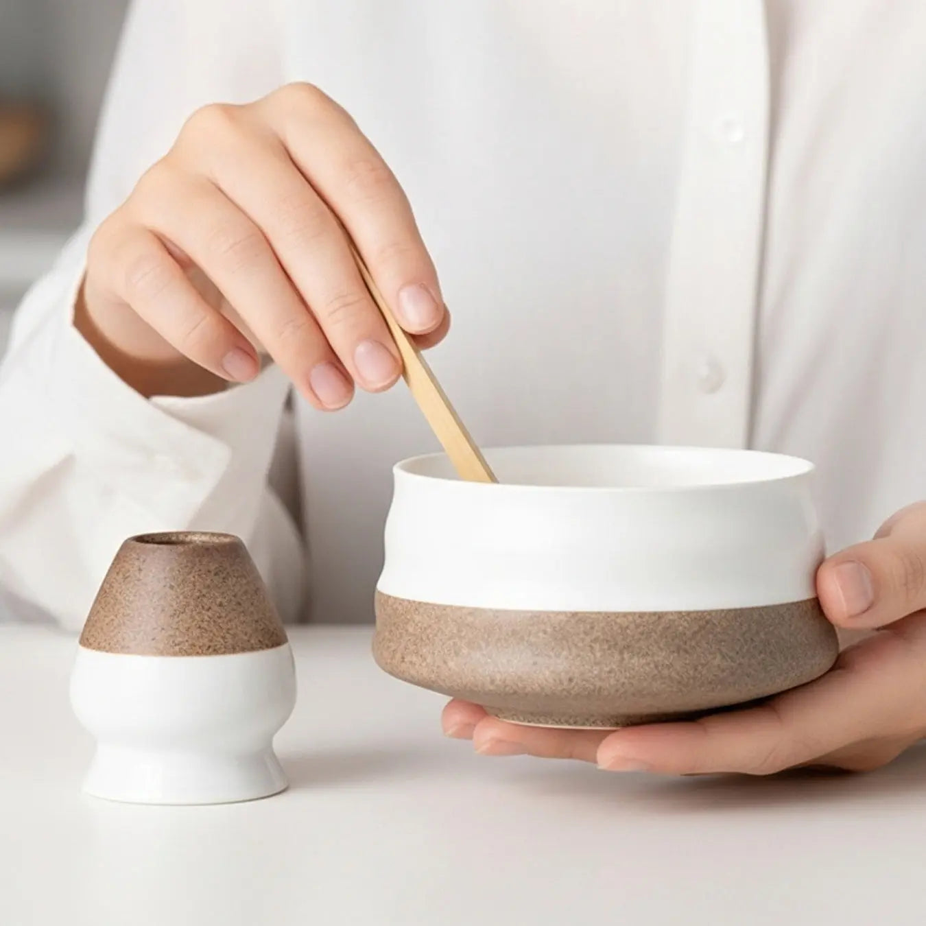 Atellya White Melbourne Matcha Set – Bowl, Whisk, Scoop & Stand Set 280ml Atellya