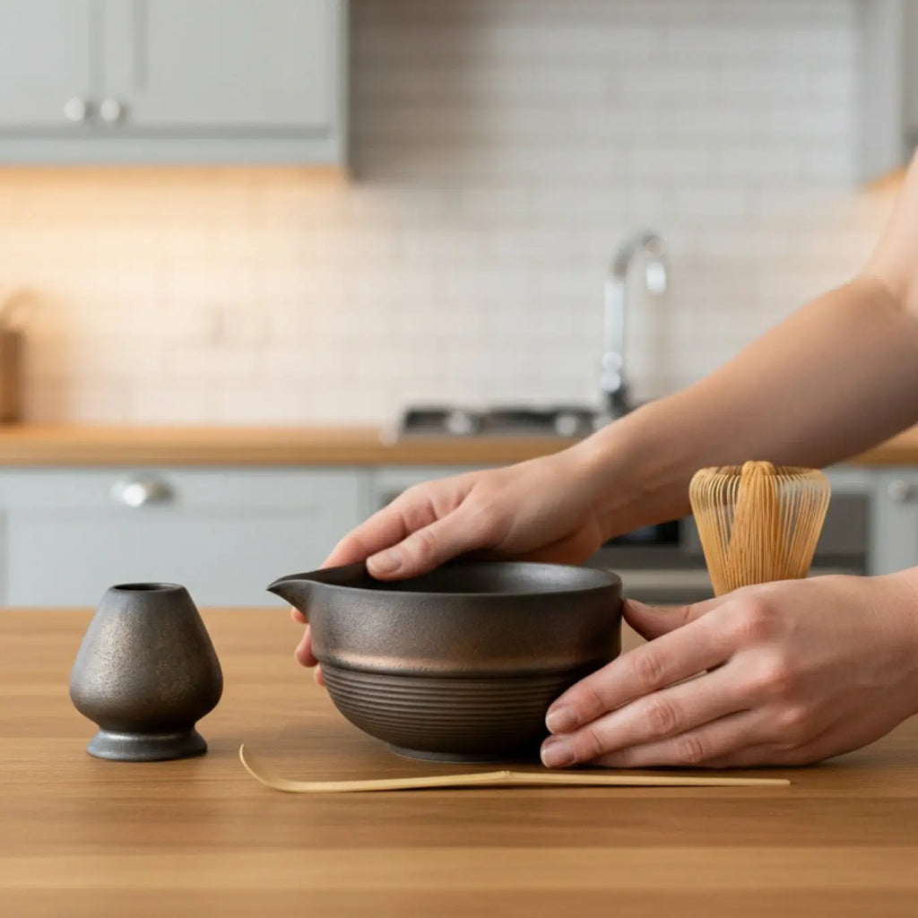 Atellya Brown Perth Matcha Set – Bowl, Whisk, Scoop & Stand Set 280ml Atellya