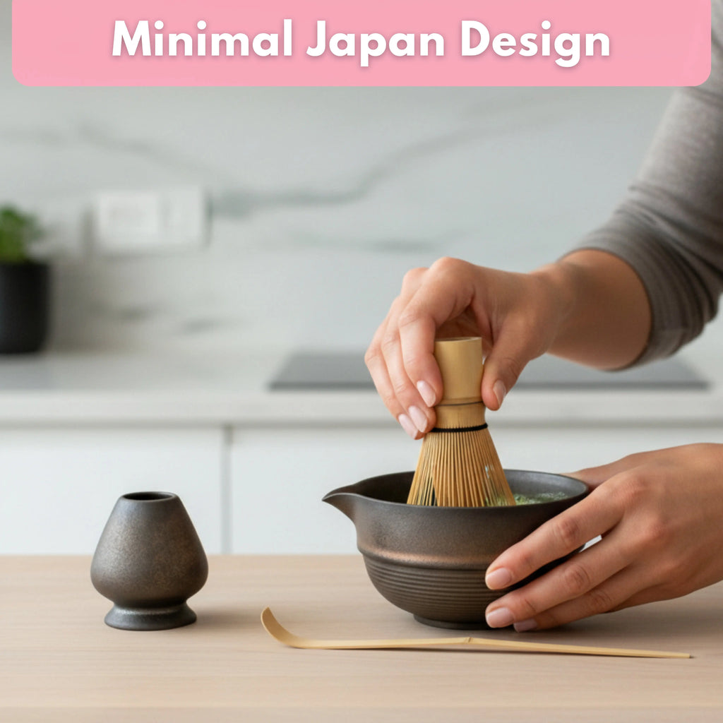 Atellya Brown Perth Matcha Set – Bowl, Whisk, Scoop & Stand Set 280ml Atellya