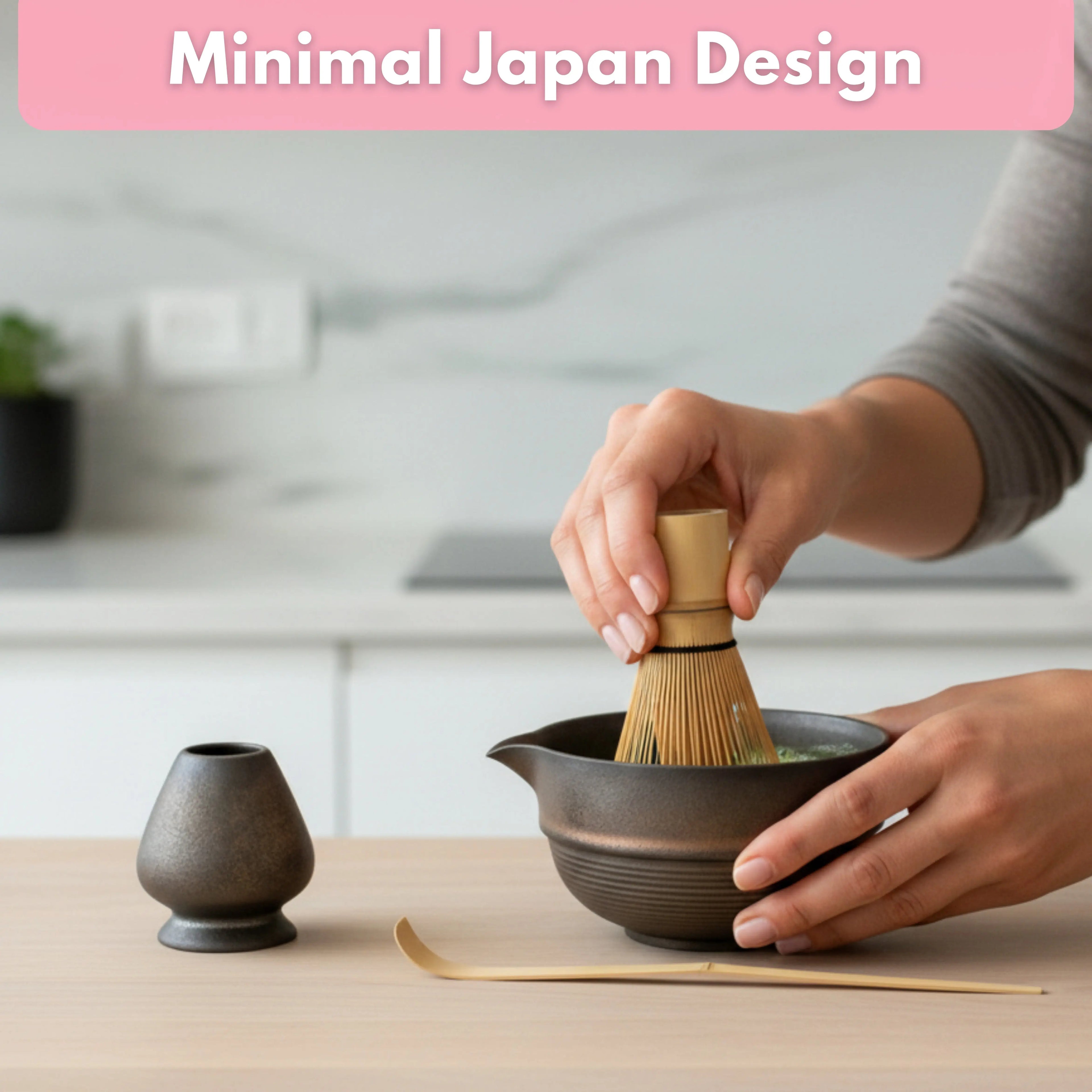 Atellya Brown Perth Matcha Set – Bowl, Whisk, Scoop & Stand Set 280ml Atellya